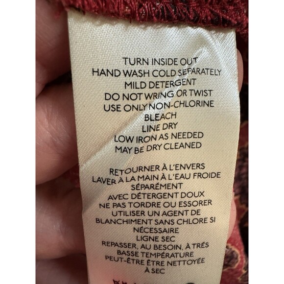 Free People Mia Blouse Size M Peasant Floral Popover Rust Red Rayon Boho EUC - Picture 5 of 8